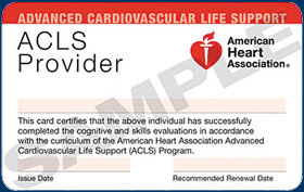Sample acls certification card