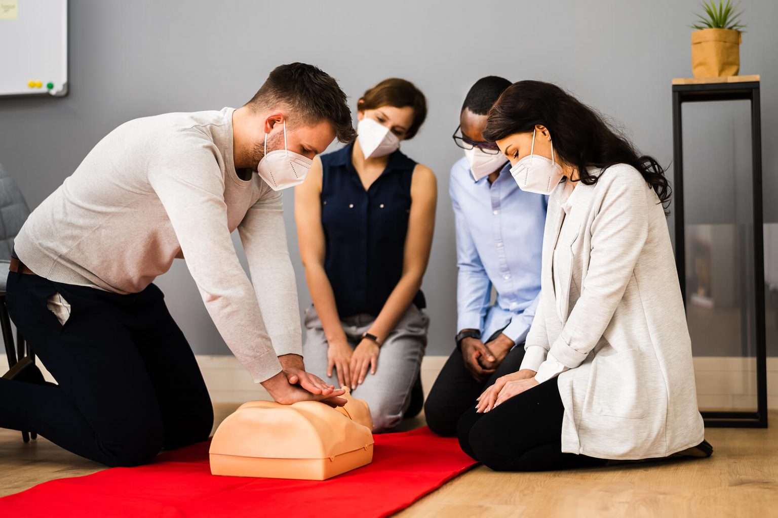 Group CPR training class